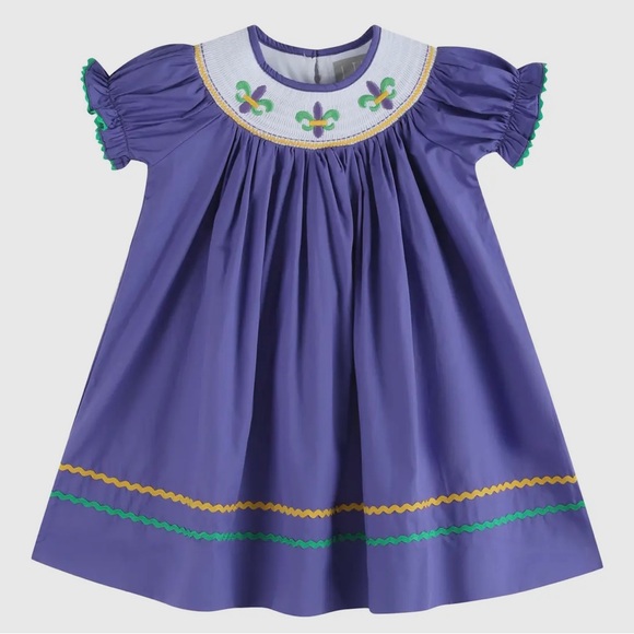NWT smocked Mardi Gras dress - Picture 1 of 1